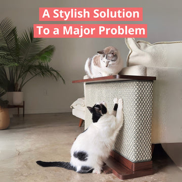Mesa auxiliar PawSide – Protector de sofá multifuncional, rascador para gatos y decoración elegante para el hogar