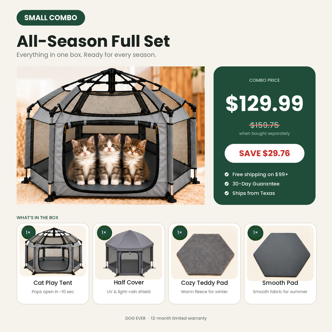 Pop-Up Portable Cat Play Tent | Soft Indoor Outdoor Folding Pet House for Cats